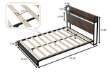 Platform Queen Bed with Electrical Sockets, Fast Assemble Design