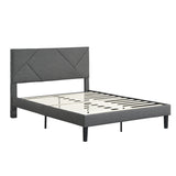 Full Size Upholstered Platform Bed Frame with Headboard - Strong Wood Slat Support, No Box Spring Needed, Easy Assembly- Gray- by Lissie Lou