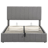 Full Size Upholstered Platform Bed with Hydraulic Storage System- Gray- by Lissie Lou