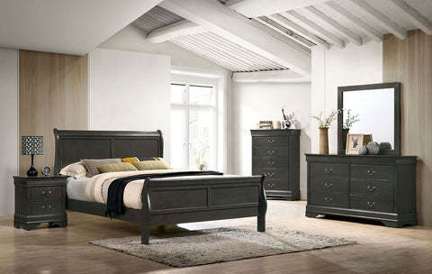 Louis Philippe III California King Bed in Gray by Lissie Lou