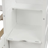 Twin over Twin/Full Bunk Bed, Convertible Bottom Bed, Storage Shelves and Drawers, White