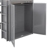Twin size Loft Bed with Drawers, Desk, and Wardrobe- Gray