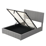Full Size Upholstered Platform Bed with Hydraulic Storage System- Gray- by Lissie Lou
