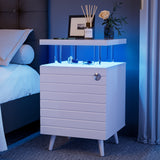 LED Nightstand with Multifunctional Light Strips, White, by Lissie Lou