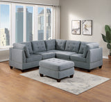 6-Piece Modular Sectional Sofa Set in Gray - Contemporary Corner Sectional with Tufted Back, Nailhead Accents, and Linen-Like Fabric