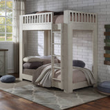Casilda Twin over Twin Bunk Bed with Fixed Ladder in Weathered White Finish by Lissie Lou