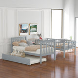 Versatile Twin over Twin Bunk Bed with Trundle and Storage in Sophisticated Gray