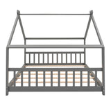 Full Size House Bed Wood Bed- Gray- by Lissie Lou