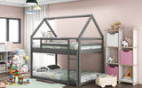 Twin over Twin House Bunk Bed- Gray