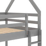Twin over Twin House Bunk Bed- Gray
