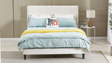 Queen Bed Frame/Velvet Upholstered Bed Frame with Vertical Channel Tufted Headboard- Beige