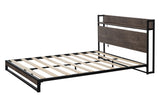 Platform Queen Bed with Electrical Sockets, Fast Assemble Design