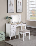 Traditional Formal White Vanity Set with Tufted Stool and Storage Drawers by Lissie Lou
