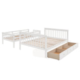 Stairway Twin-Over-Full Bunk Bed with Drawer, Storage and Guard Rail for Bedroom, Dorm, for Adults, White color