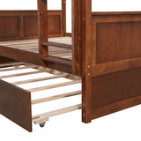 Full Over Full Bunk Bed with Twin Size Trundle- Walnut- by Lissie Lou