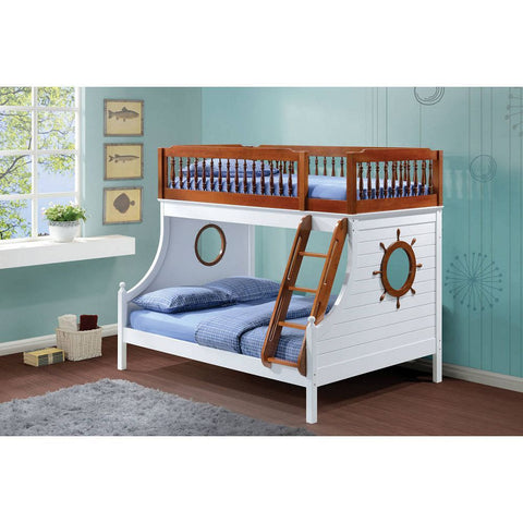 ACME Farah Bunk Bed (Twin/Full) in Oak & White 37600- Online Orders Only