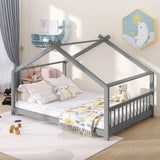 Full Size House Bed Wood Bed- Gray- by Lissie Lou